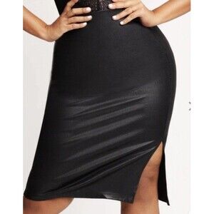 Popilush Women's Shapewear Sculpting Faux Leather Skirt Size XL
